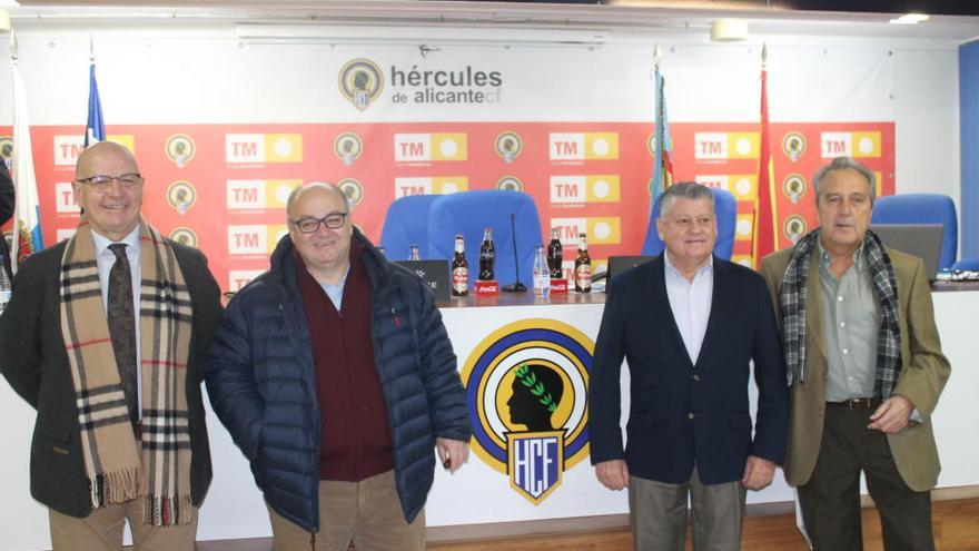 El nuevo consejo del Hércules: Miguel Ángel González, Juan Carlos Ramírez, Valentín Botella y José León.