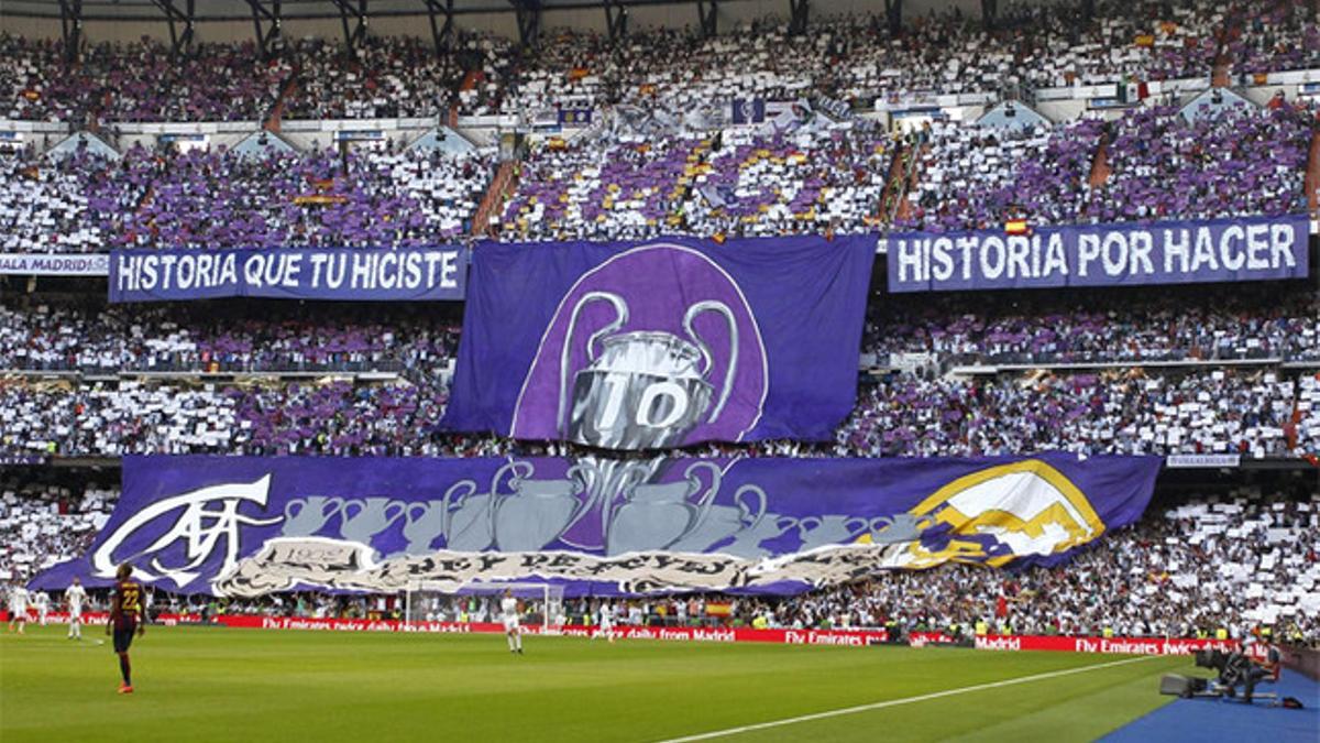 La grada de animación del Bernabéu, barra libre para el insulto