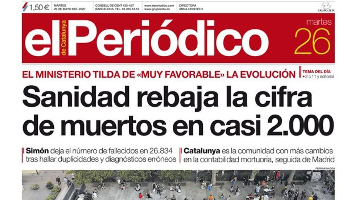 La portada de EL PERIÓDICO del 26 de mayo del 2020