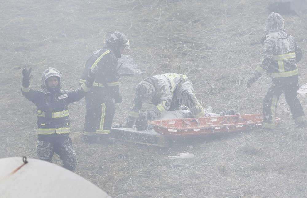 Doble simulacro de emergencias en Asturias: un accidente de avión y un gran incendio forestal