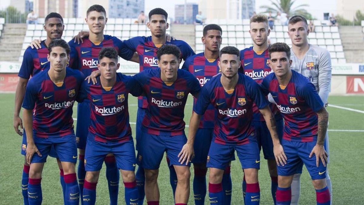 El once inicial del Barça B en el partido de la Copa Catalunya ante el Hospitalet