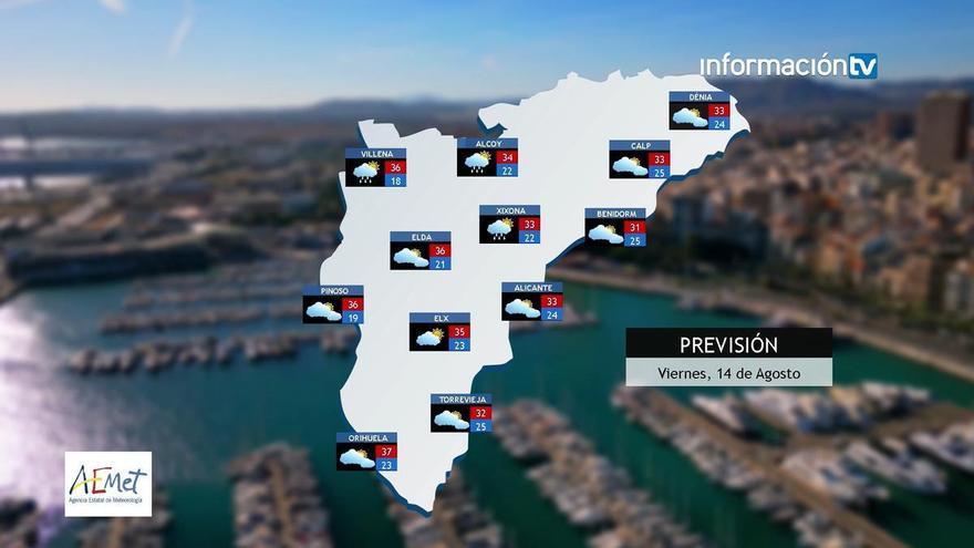 chubascos y temperaturas muy elevadas en el interior de la provincia