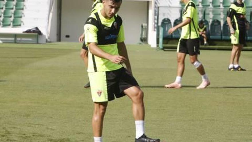 Borja, durante el entrenamiento de ayer.