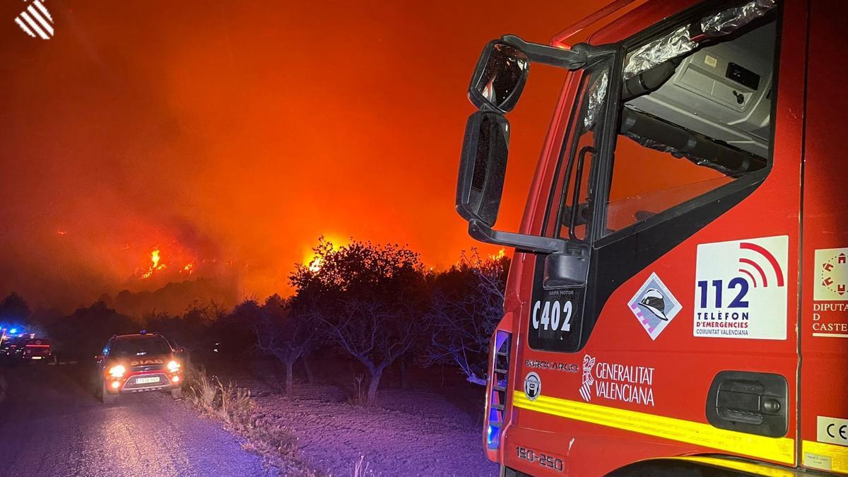 Imagen del incendio forestal de Azuébar, en Castellón.