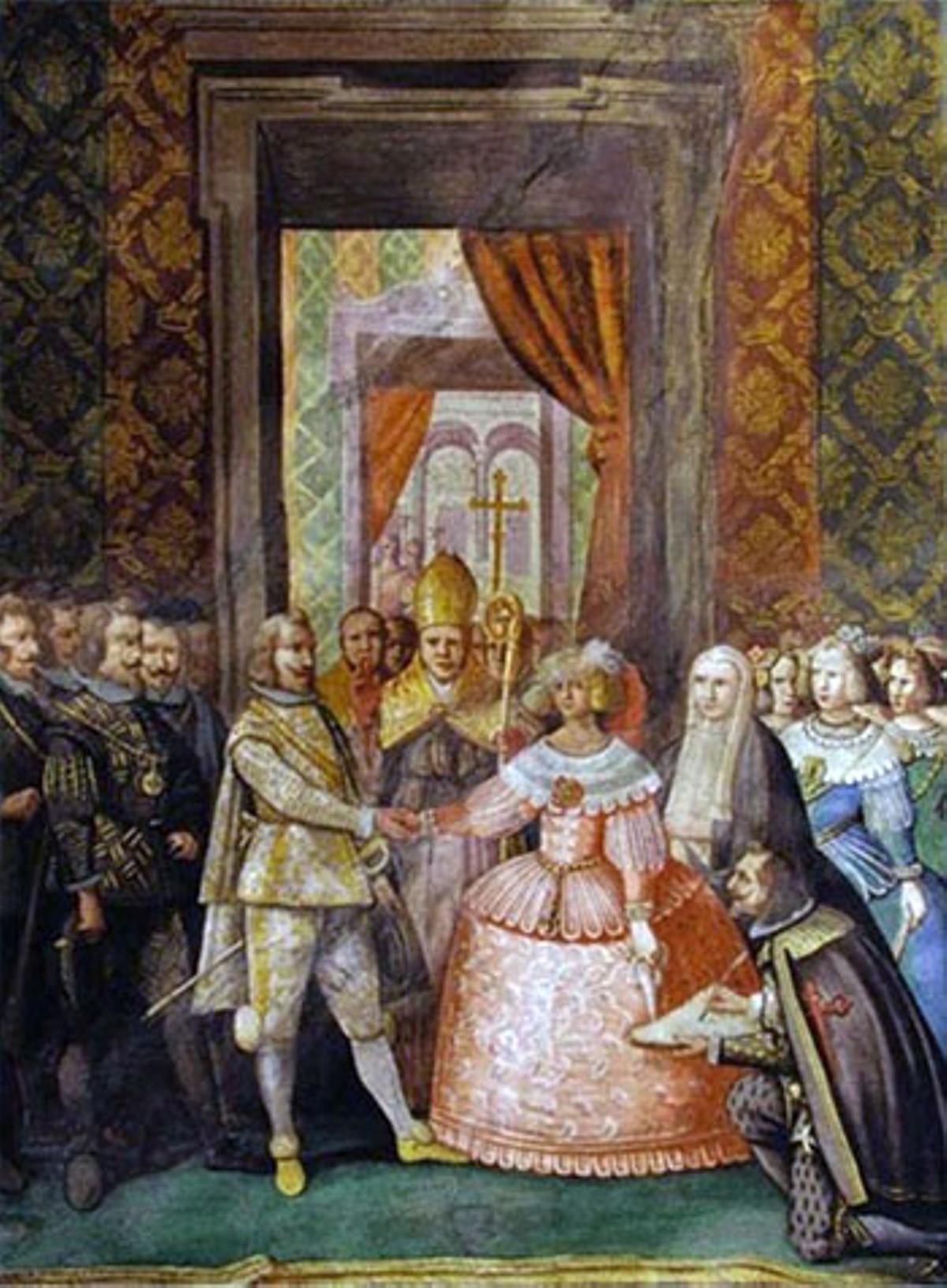 Fresco de la boda entre Felipe IV y Mariana de Austria, celebrada en Navalcarnero