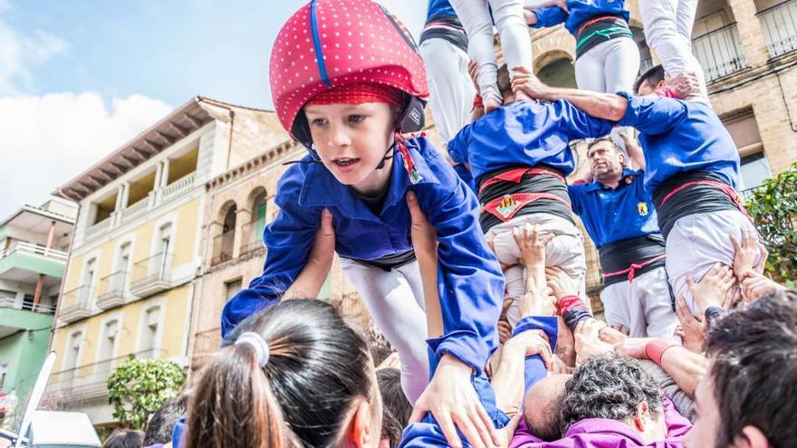 Els Castellers de Berga, l&#039;any passat, a la Fira del Motor de Gironella.