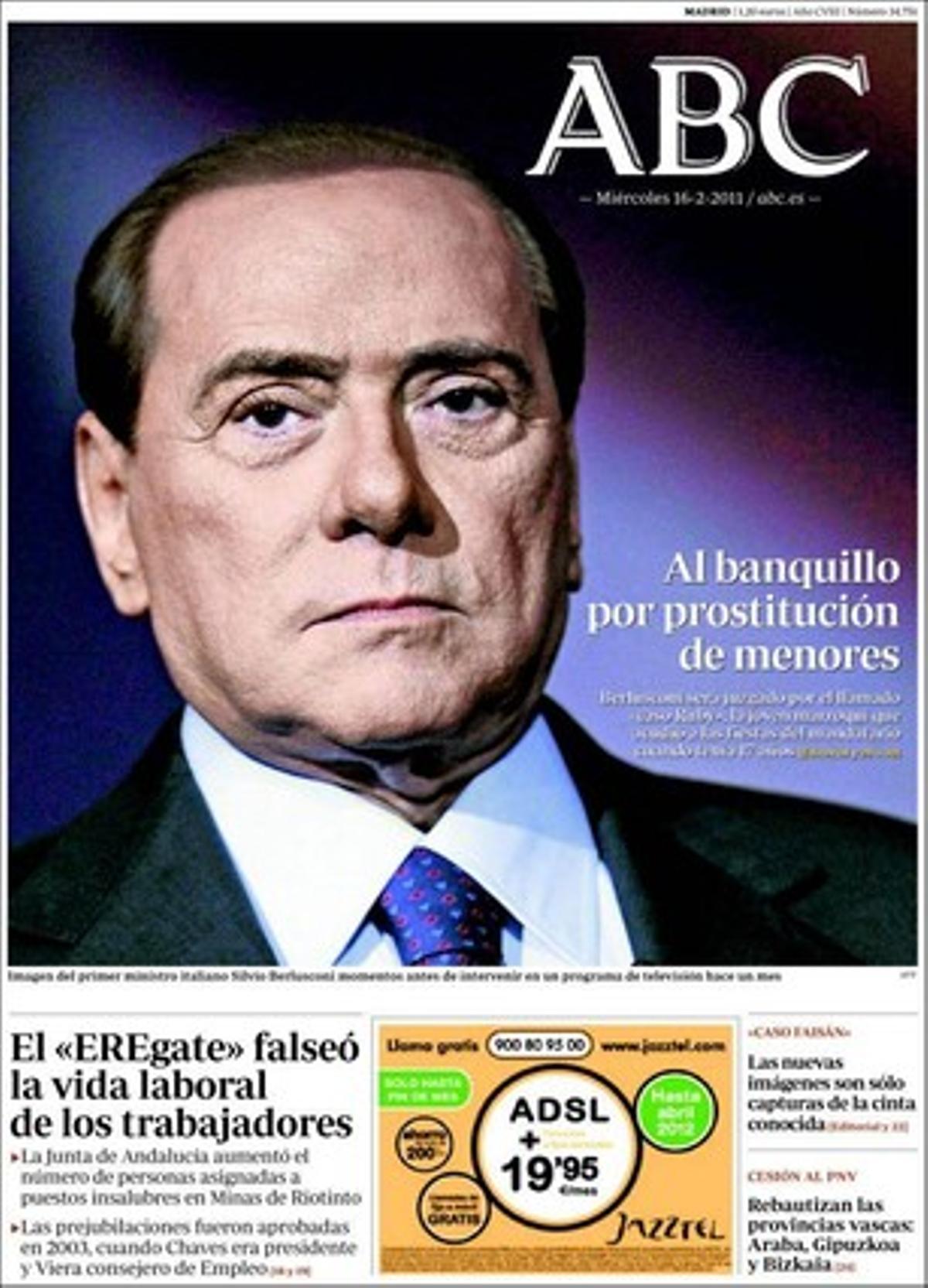 ’Abc’ també destaca que la Junta i els sindicats van falsejar les vides laborals a l’ERO de Riotinto; que la Xunta estudia demolir les obres de la mansió del líder del PSdG, que les que es creien noves imatges de vídeo del ’cas Faisà’ són de la cinta que ja consta en la causa, que el Govern espanyol edulcora la fórmula del capital bàsic exigit a les caixes i que un jutge ordena executar una sentència contra el ’sòl hipotecari’, amb la qual cosa BBVA, Cajamar i Novacaixagalicia hauran d’eliminar la clàusula fins que, almenys, es resolguin els recursos que ara presentin.