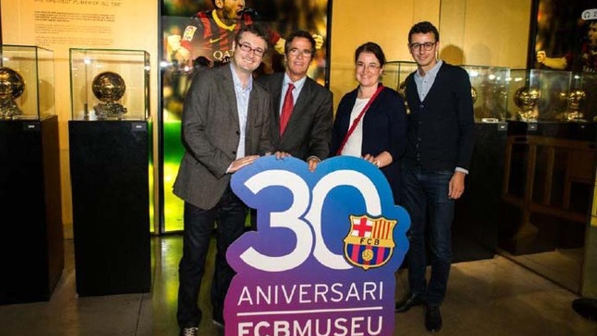 Michaël Guittard, Jordi Penas, Claire Venambre y Thomas Ravon, en el Espai Messi del Museo del Barça