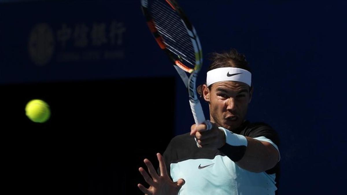 Rafael Nadal durante su partido ante Fognini en Pekín.