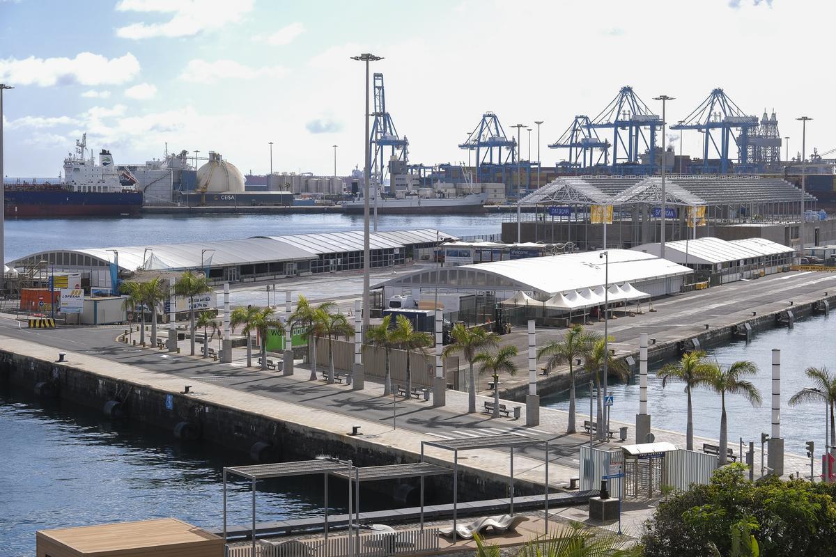 Obras de la nueva terminal de cruceros de Santa Catalina