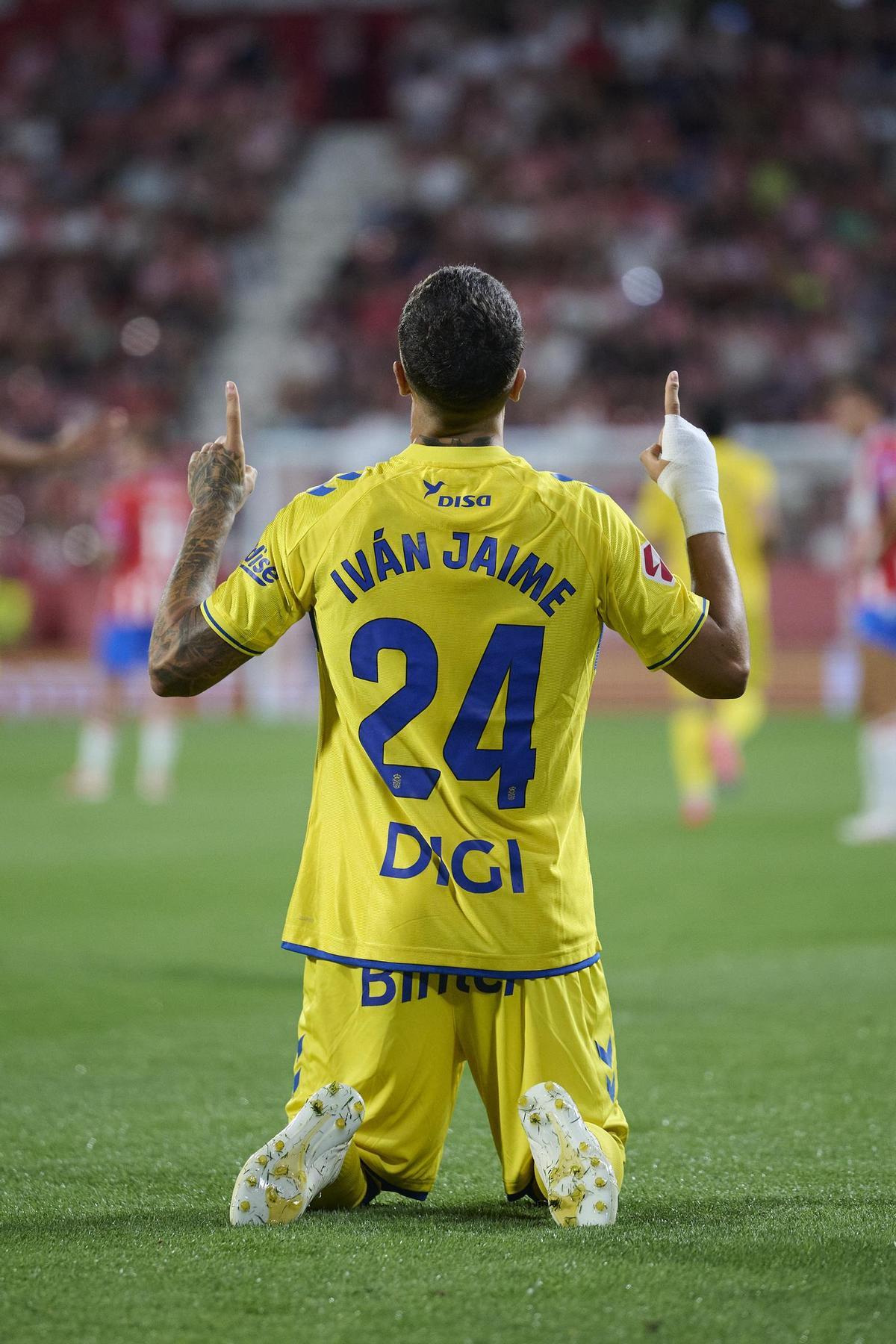 Iván Jaime festeja su tanto en Montilivi.