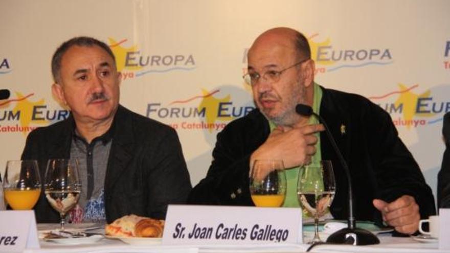 Josep Maria Àlvarez, secretari general de la UGT, al costat de Joan Carles Gallego, secretari general de CCOO