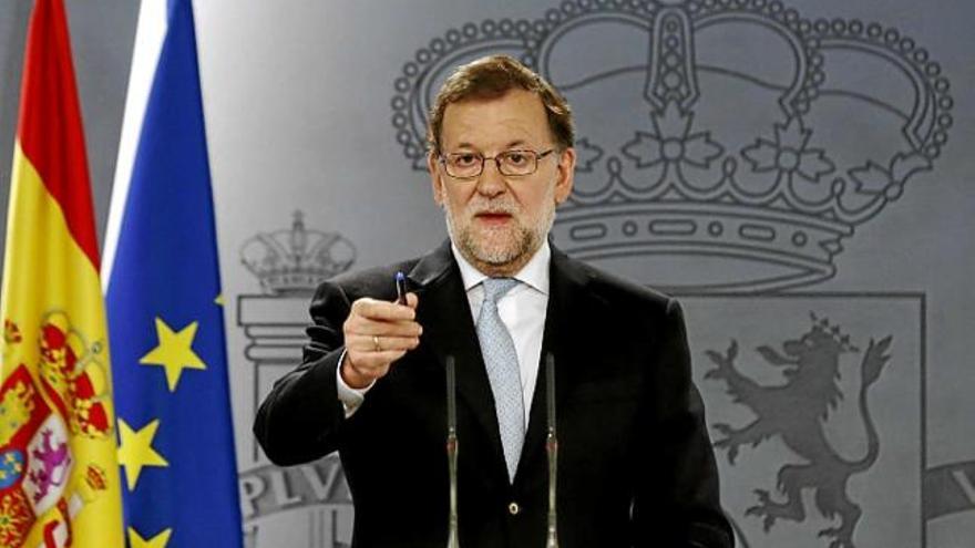 El president espanyol, Mariano Rajoy, ahir en roda de premsa