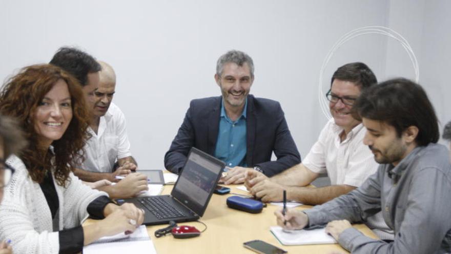 Óscar Urralburu preside la reunión del consejo de coordinación de Podemos, celebrada ayer.