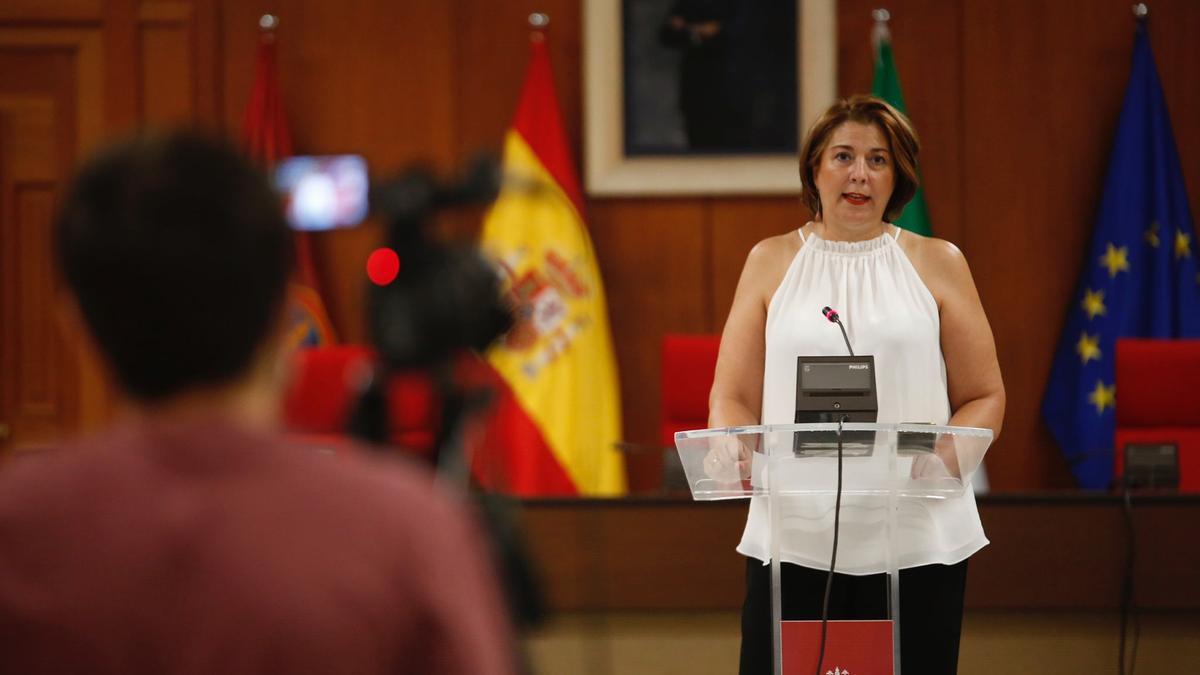 Eva Contador, durante la rueda de prensa.