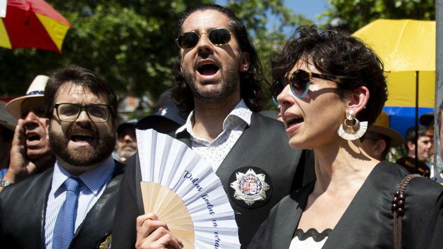 Concentració de jutges i fiscals davant el Suprem, dissabte.