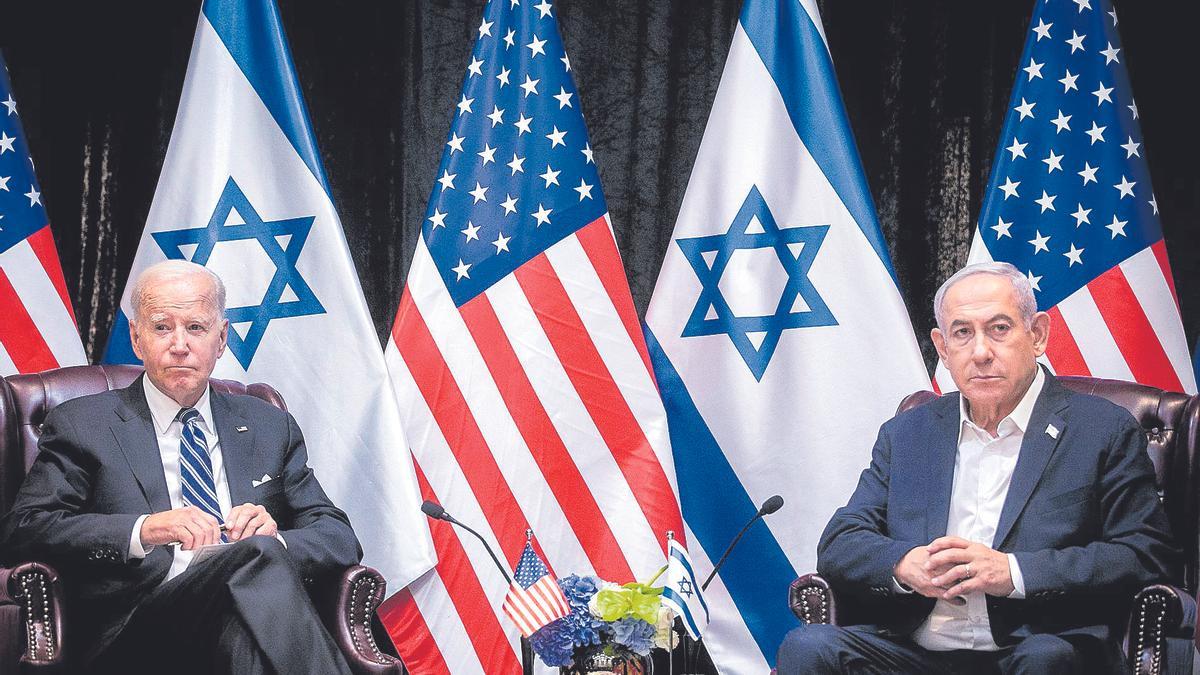 El presidente de EEUU, Joe Biden, y el primer ministro israelí, Binyamín Netanyahu.