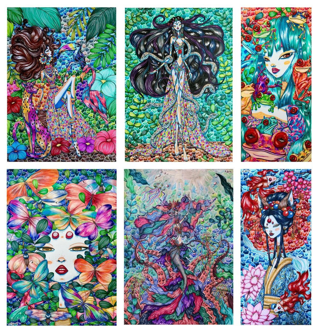 Collage con las obras de Olalla Garra.