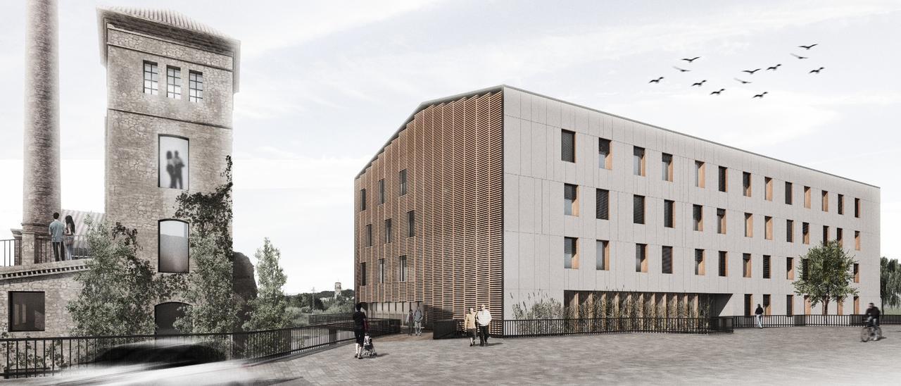 Imatge virtual de la futura residència projectada a la zona de la Fàbrica Vella de Sallent