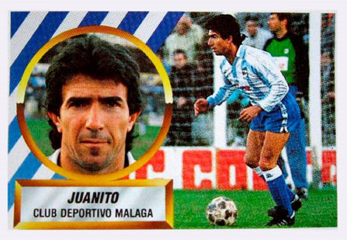 Un cromo de Juanito cuando era jugador del CD Málaga.