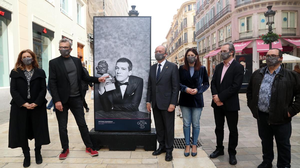 Exposición sobre los Premios Goya en la calle Larios de Málaga