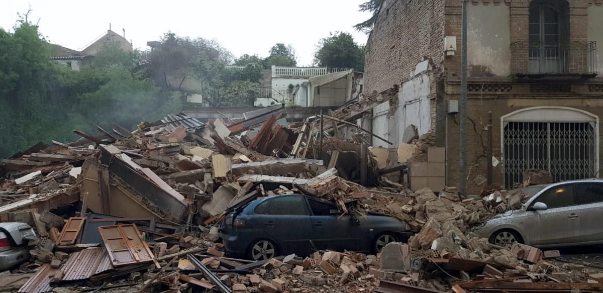 Derrumbe de una vivienda en Barbastro