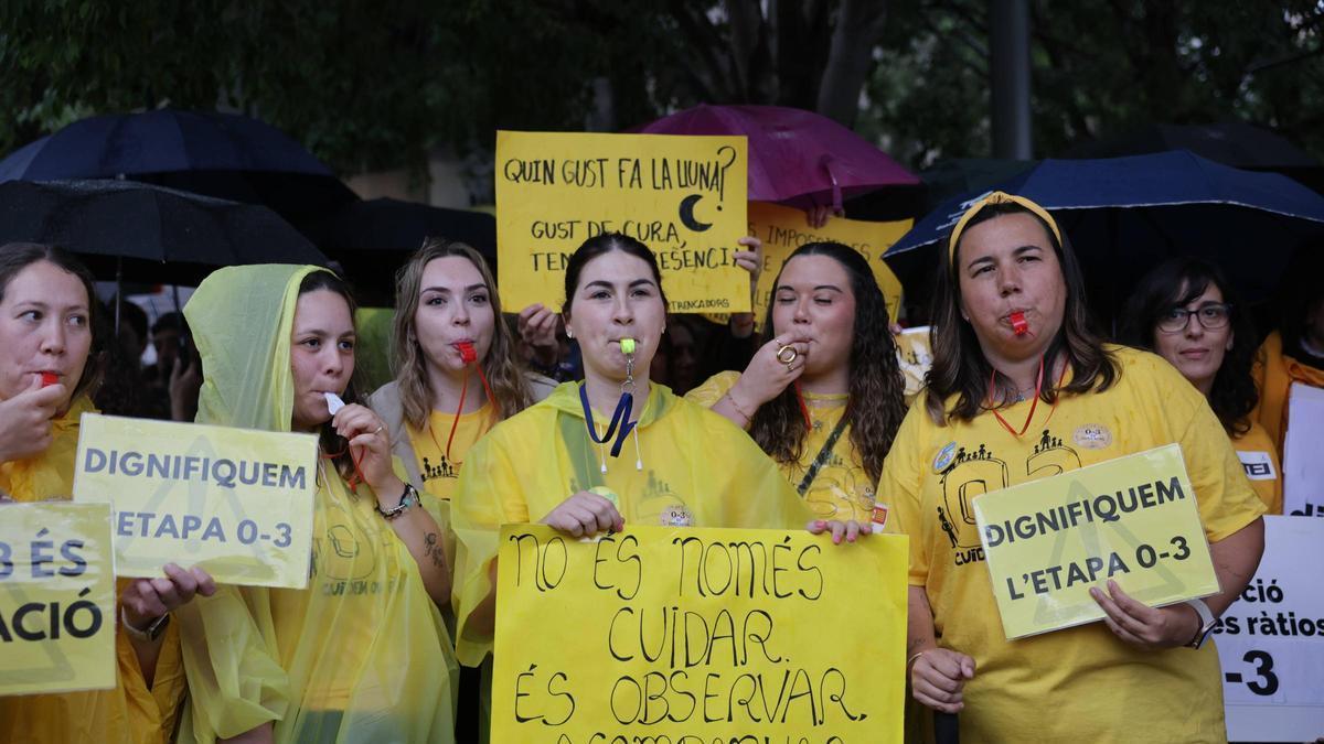 Protesta de las educadoras del 0-3 celebrada a principios de mayo.