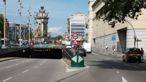 El túnel de la plaça Espanya de Barcelona queda tallat al trànsit durant tota la Setmana Santa