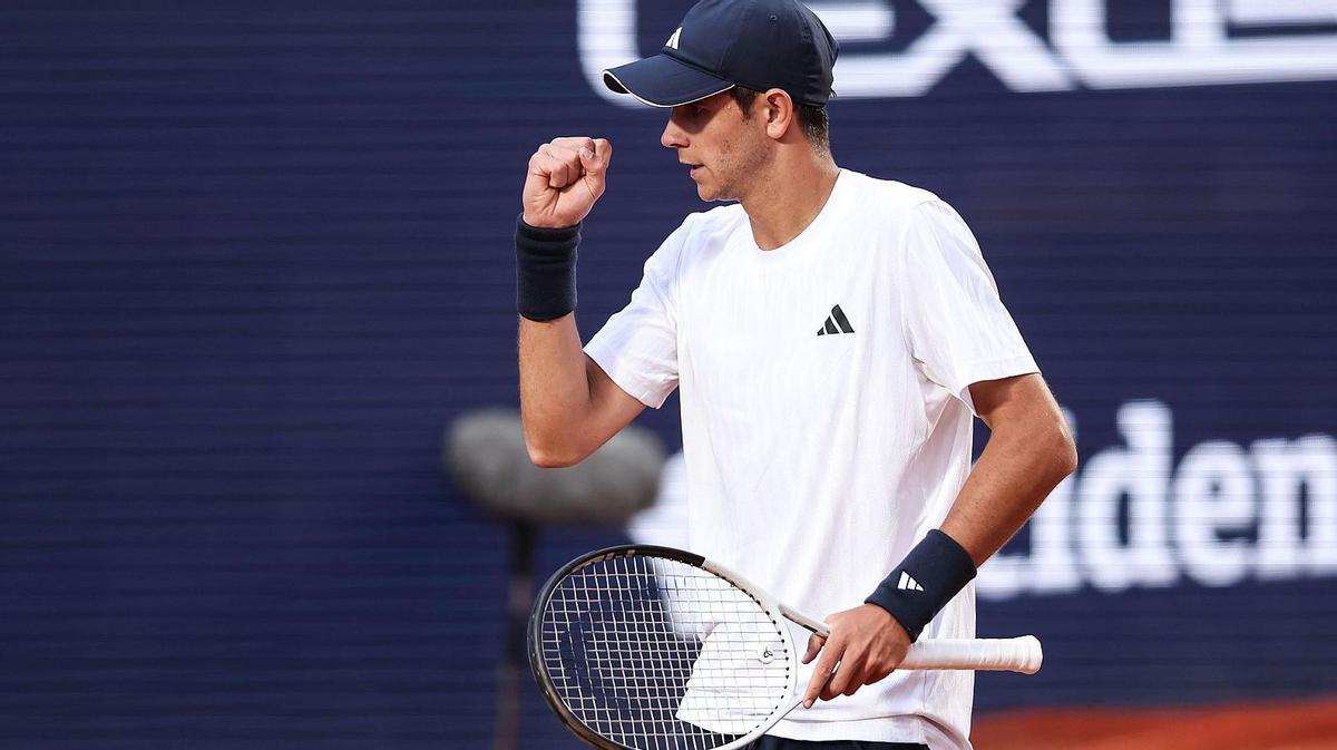 Rafa Jódar celebra un punto durante un partido del ATP de Barcelona