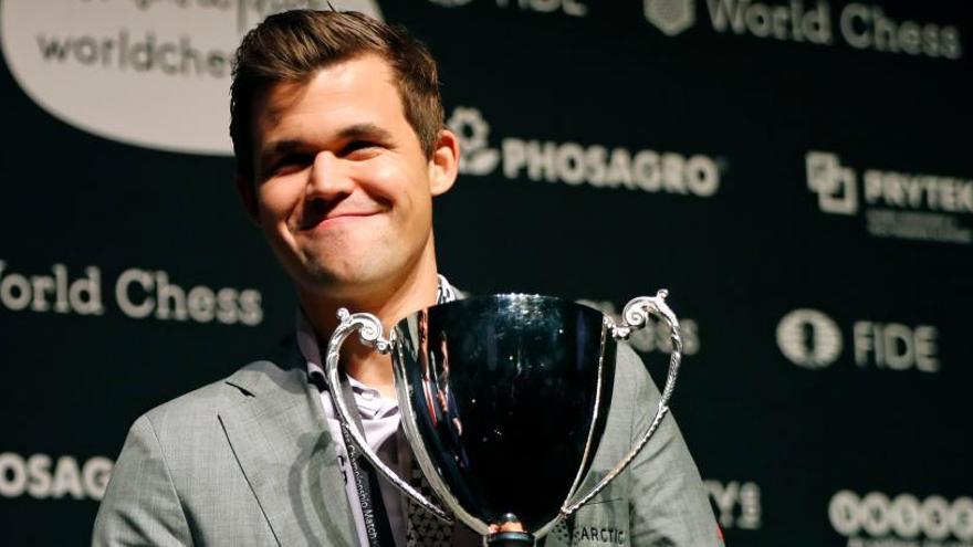 Magnus Carlsen, tras ganar el Mundial de ajedrez.