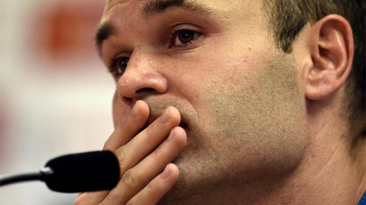 Iniesta, durante una rueda de prensa el año anterior.