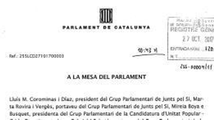 Llegeix el text íntegre de la resolució de JxSí i la CUP