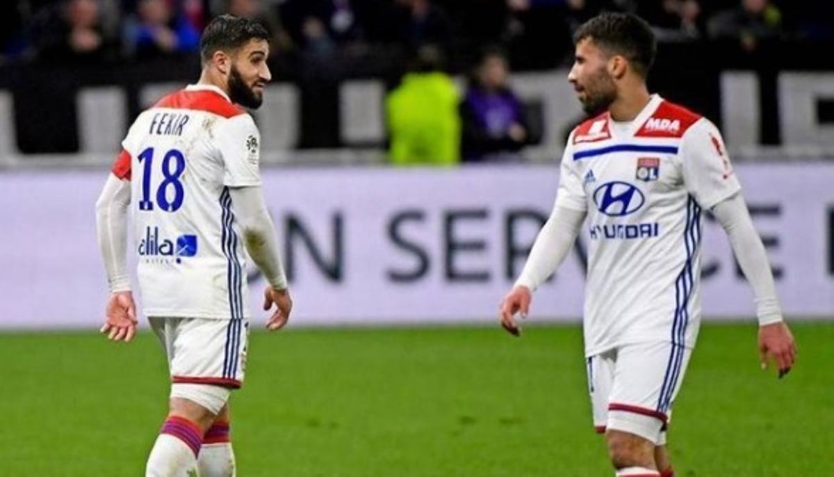 Los hermanos Fekir, en un partido con el Olympique de Lyon