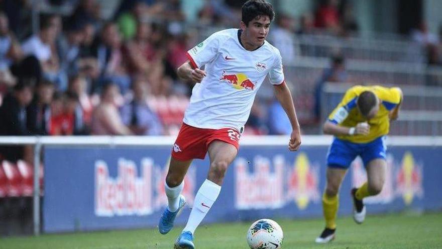 Hugo Novoa, en un partido del sub 17 del Red Bull Leipzig.