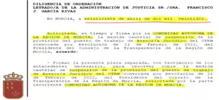 La Comunidad torpedea la plaza de asesor jurídico del Consejo de Transparencia