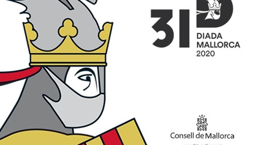Imagen promocional de la Diada de Mallorca 2020 con el Rei en Jaume con mascarilla.