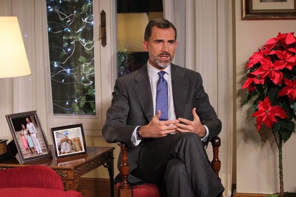 El rei Felip VI durant el discurs de Nadal de 2014.