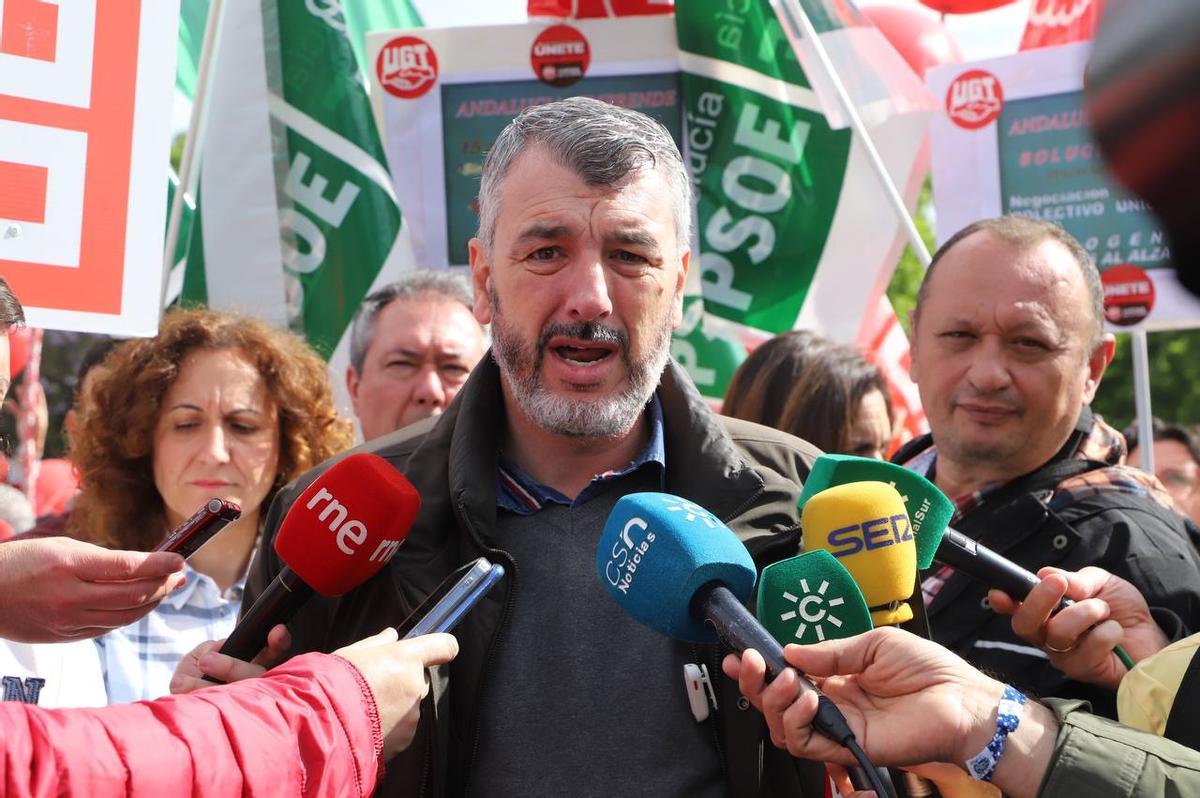 El secretario de la UGT a nivel andaluz, Oskar Martín, en Córdoba.