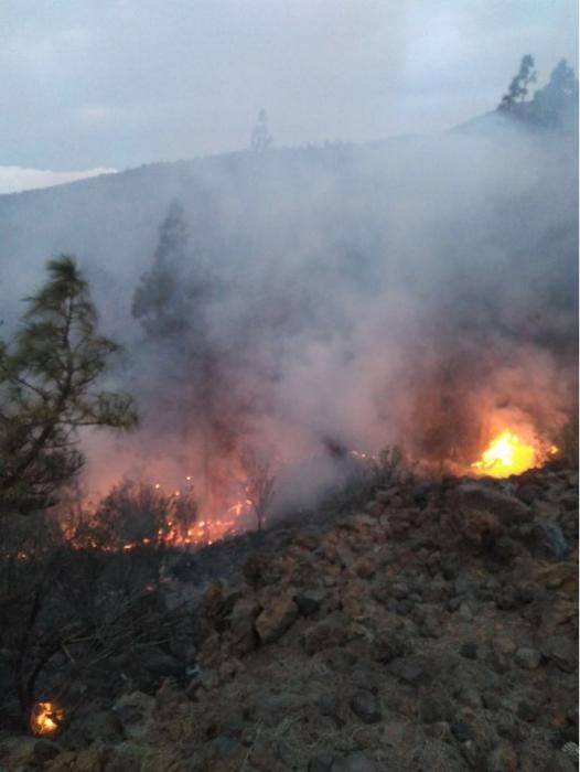 Incendio forestal declarado en el  Paisaje Lunar (cumbres de Granadilla)
