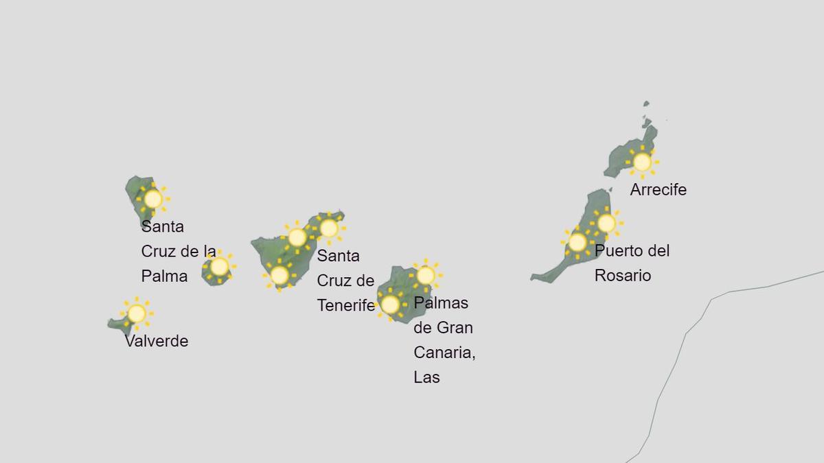 Mapa de la previsión meteorológica para Canarias este lunes, 23 de noviembre de 2020