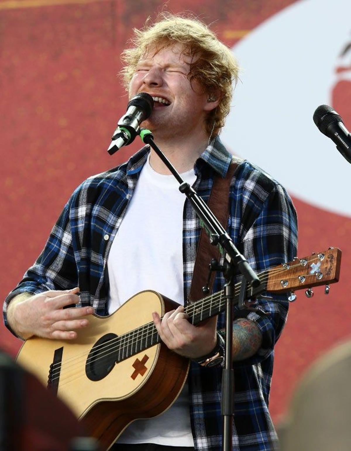 Ed Sheeran, durante su actuación en el 2015 Global Citizen Festival