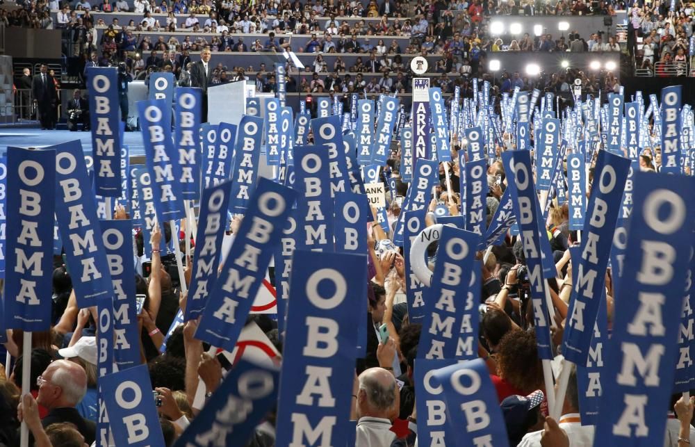 Seguidores de Barack Obama durante la convención demócrata de Filadelfia.