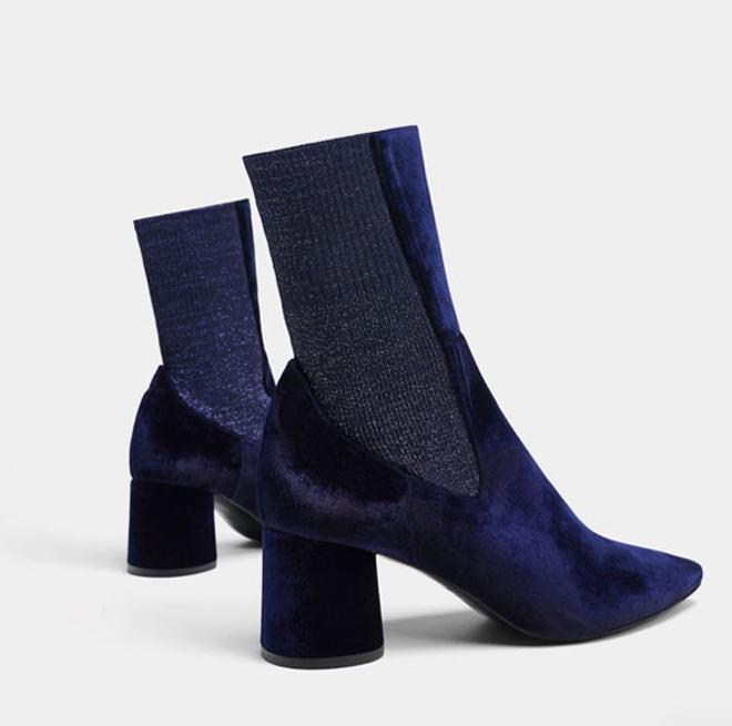 Botín terciopelo azul, Uterqüe