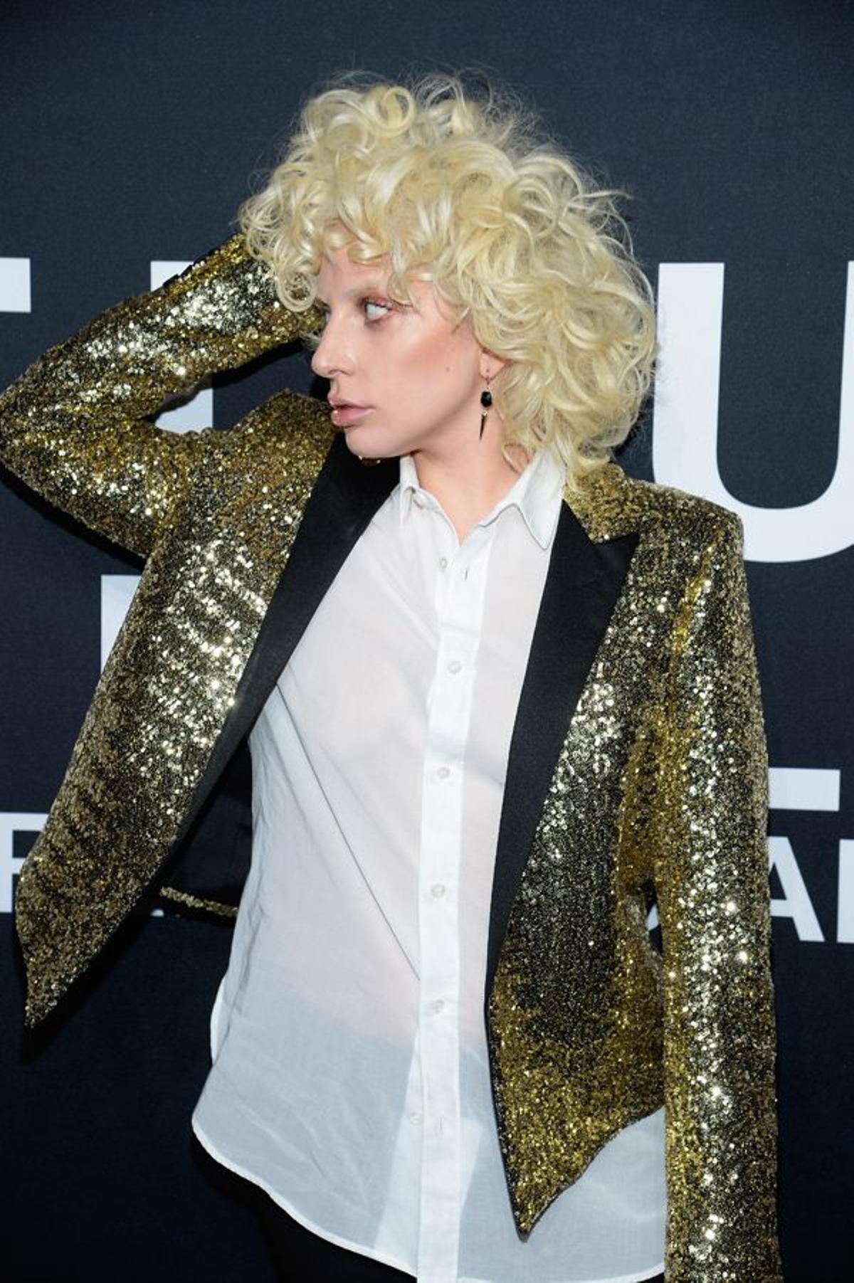 El peinado de Lady Gaga en el desfile de Saint Laurent