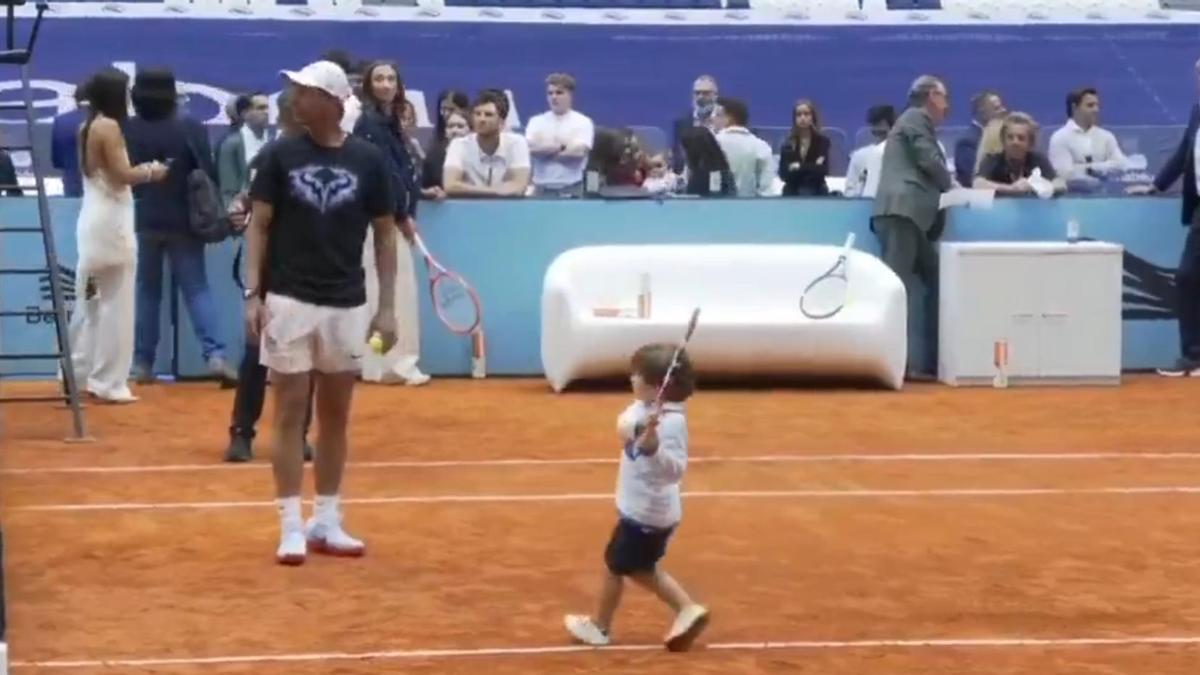 El hijo de Rafa Nadal deslumbra en el Bernabéu con sus primeros golpes de tenis