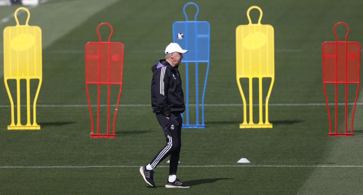 Carlo Ancelotti, entrenador del Real Madrid, durante una sesión de la pasada temporada.