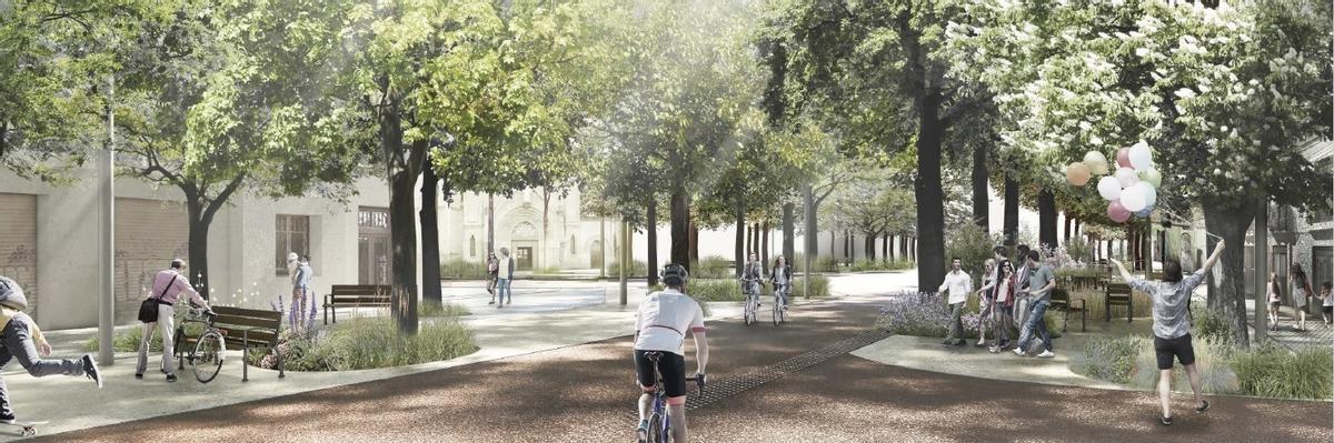 Recreación de la próxima reforma de la calle Pere IV, en Barcelona.