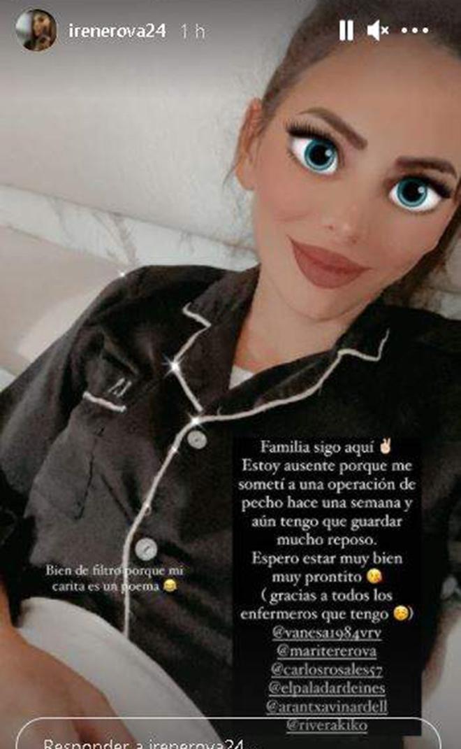 Irena Rosales tras su operacion de pecho