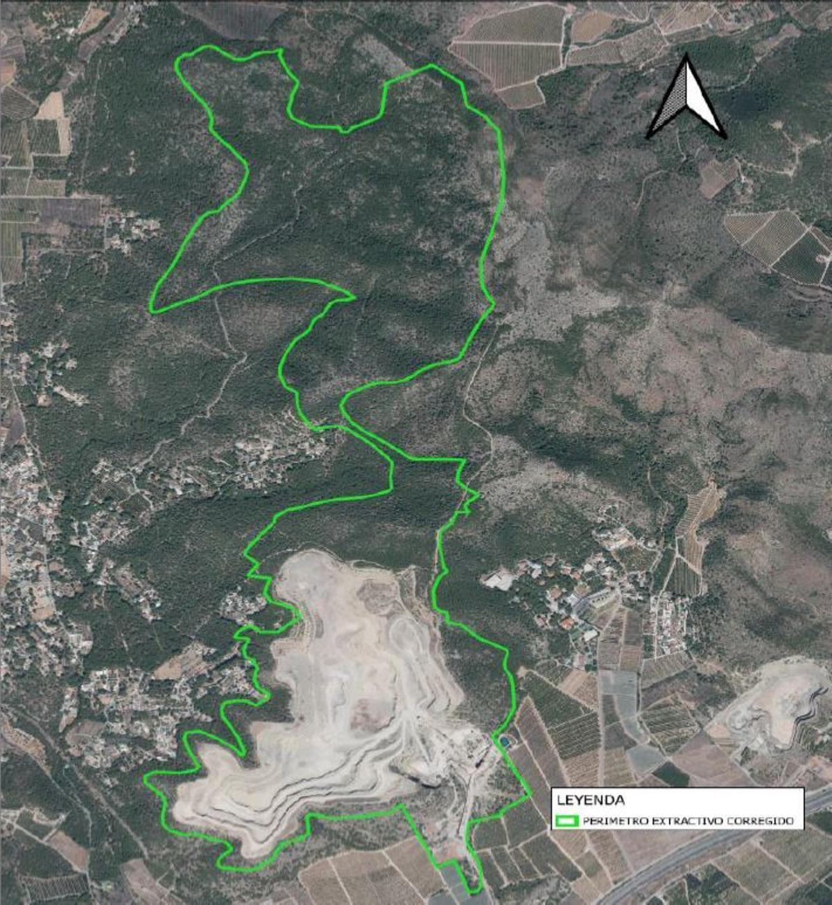 Perímetro extractivo corregido de la cantera del Salt del Llop.