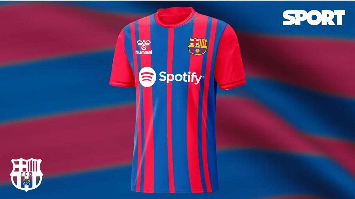 Un posible modelo de equipación del FC Barcelona patrocinado por Hummel